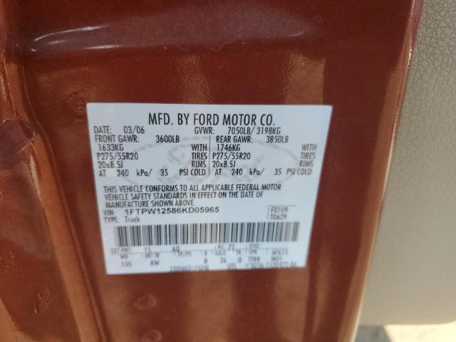 Photo 10 from auction – 2006 FORD F150 SUPER with VIN 1FTPW12586KD05965