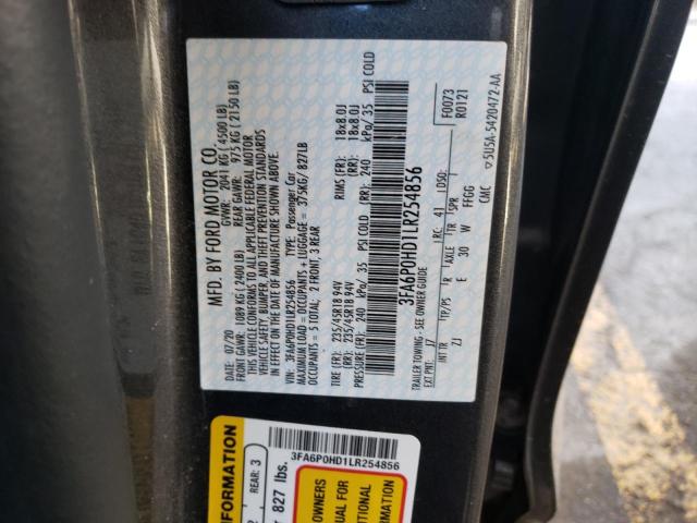 Photo 10 from auction – 2020 FORD FUSION SE with VIN 3FA6P0HD1LR254856