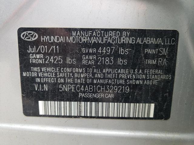 Photo 10 from auction – 2012 HYUNDAI SONATA SE with VIN 5NPEC4AB1CH329219