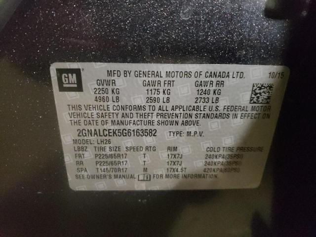 Photo 10 from auction – 2016 CHEVROLET EQUINOX LT with VIN 2GNALCEK5G6163582
