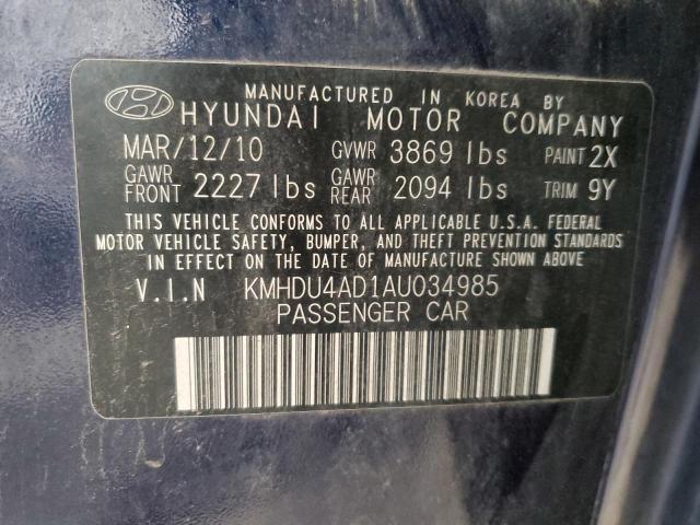 Photo 10 from auction – 2010 HYUNDAI ELANTRA BL with VIN KMHDU4AD1AU034985