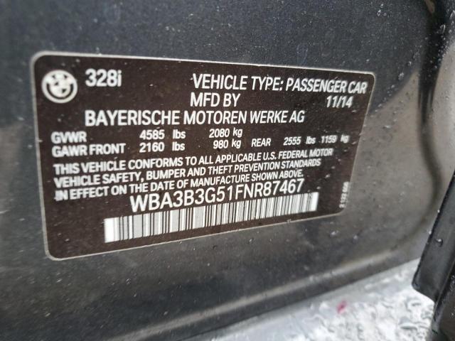 Photo 10 from auction – 2015 BMW 328 XI with VIN WBA3B3G51FNR87467