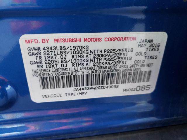 Photo 10 from auction – 2016 MITSUBISHI OUTLANDER with VIN JA4AR3AW2GZ049098