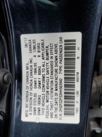 Photo 10 from auction – 2017 HONDA CIVIC LX with VIN 2HGFC2F53HH563942