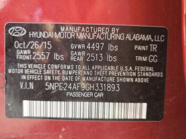 Photo 10 from auction – 2016 HYUNDAI SONATA SE with VIN 5NPE24AF9GH331893