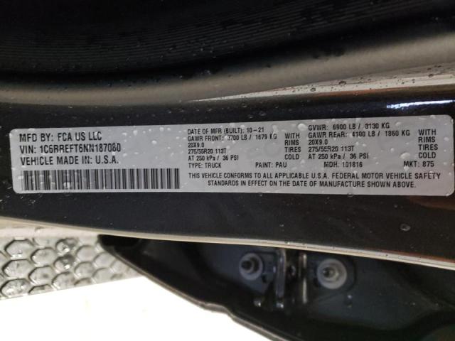 Photo 10 from auction – 2022 RAM 1500 BIG H with VIN 1C6RREFT6NN187080