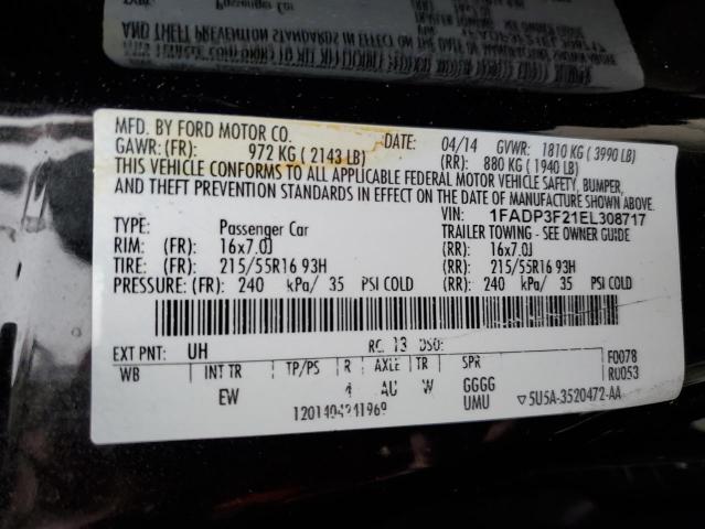 Photo 10 from auction – 2014 FORD FOCUS SE with VIN 1FADP3F21EL308717