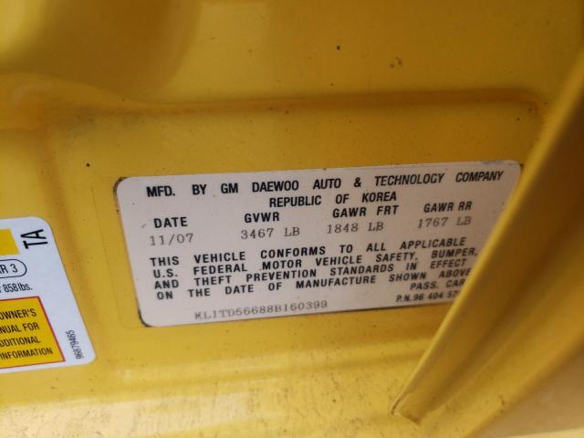 Photo 10 from auction – 2008 CHEVROLET AVEO BASE with VIN KL1TD56688B160399