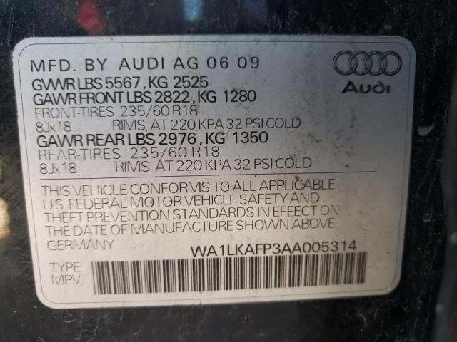 Photo 10 from auction – 2010 AUDI Q5 PREMIUM with VIN WA1LKAFP3AA005314