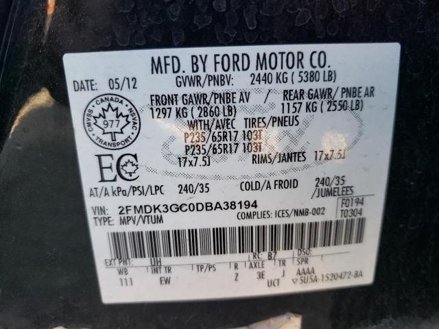 Photo 10 from auction – 2013 FORD EDGE SE with VIN 2FMDK3GC0DBA38194