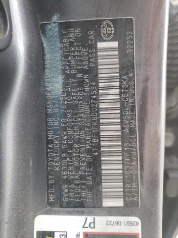 Photo 10 from auction – 2013 TOYOTA CAMRY L with VIN 4T1BF1FK8DU274594