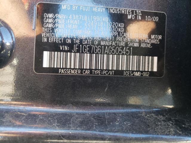 Photo 10 from auction – 2010 SUBARU IMPREZA WR with VIN JF1GE7G61AG505451