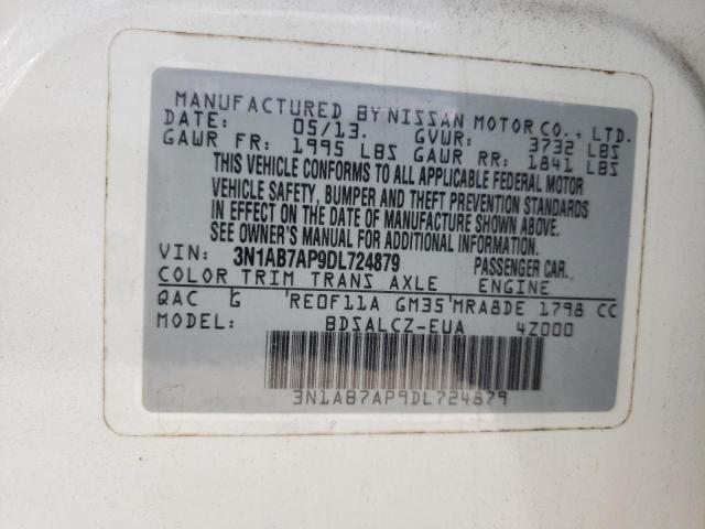 Photo 10 from auction – 2013 NISSAN SENTRA S with VIN 3N1AB7AP9DL724879