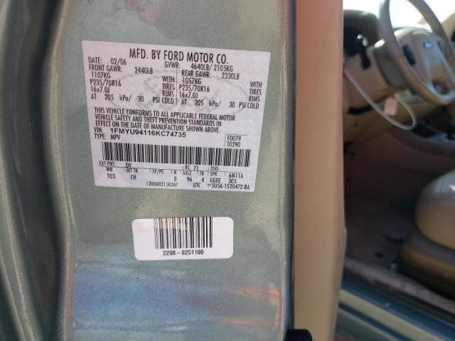Photo 10 from auction – 2006 FORD ESCAPE LIM with VIN 1FMYU94116KC74735