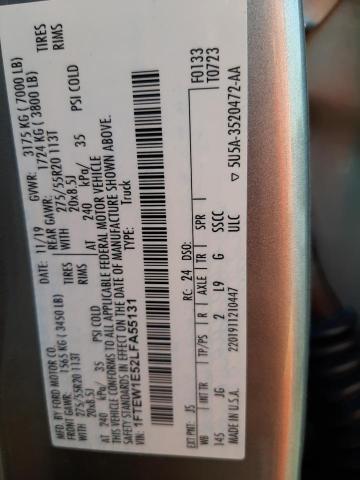 Photo 10 from auction – 2020 FORD F150 SUPER with VIN 1FTEW1E52LFA55131