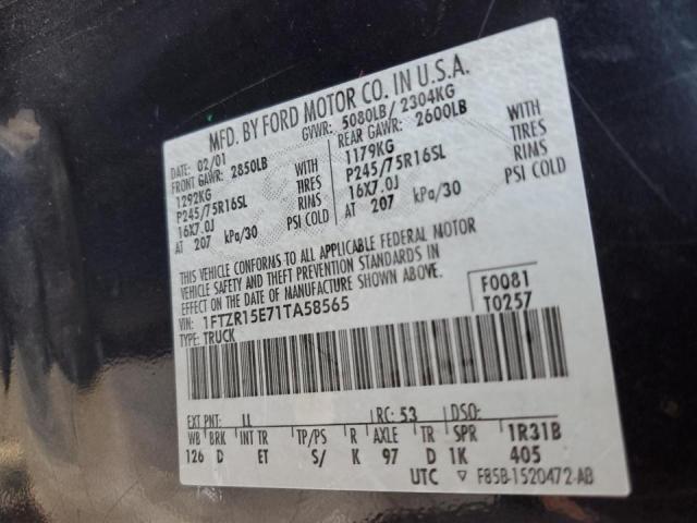 Photo 10 from auction – 2001 FORD RANGER SUP with VIN 1FTZR15E71TA58565