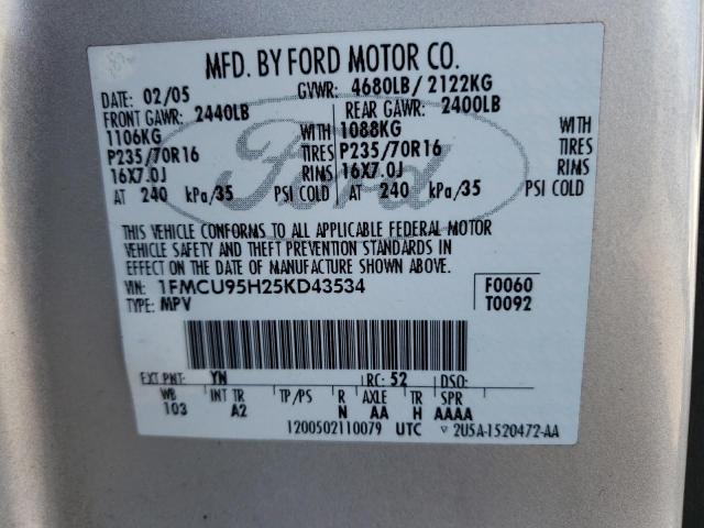 Photo 10 from auction – 2005 FORD ESCAPE HEV with VIN 1FMCU95H25KD43534