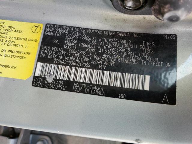 Photo 10 from auction – 2006 LEXUS RX 330 with VIN 2T2GA31U36C047399