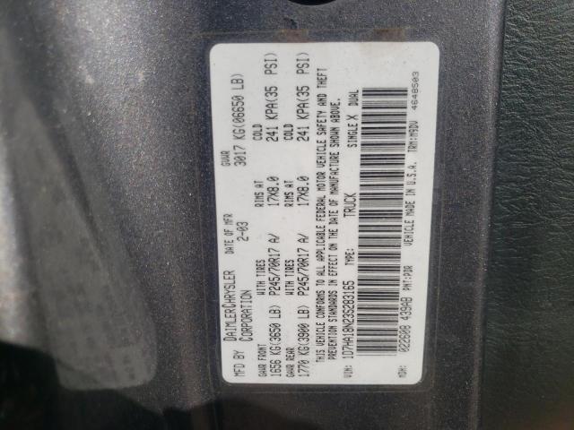 Photo 10 from auction – 2003 DODGE RAM 1500 S with VIN 1D7HA18N23S283165