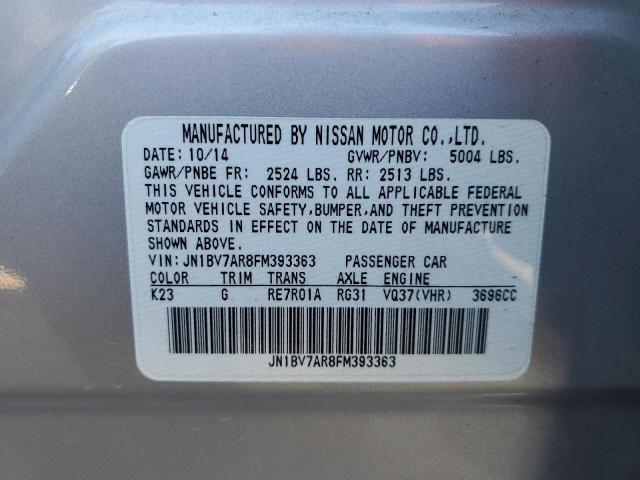 Photo 10 from auction – 2015 INFINITI Q50 BASE with VIN JN1BV7AR8FM393363