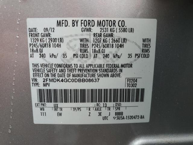 Photo 10 from auction – 2013 FORD EDGE SE with VIN 2FMDK4GC0DBB08637
