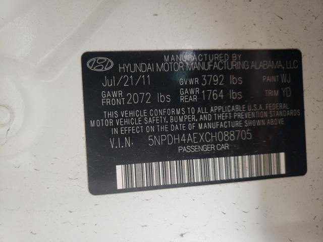 Photo 10 from auction – 2012 HYUNDAI ELANTRA GL with VIN 5NPDH4AEXCH088705