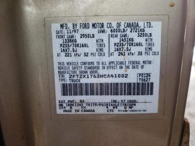 Photo 10 from auction – 1998 FORD F150 with VIN 2FTZX1763WCA41002