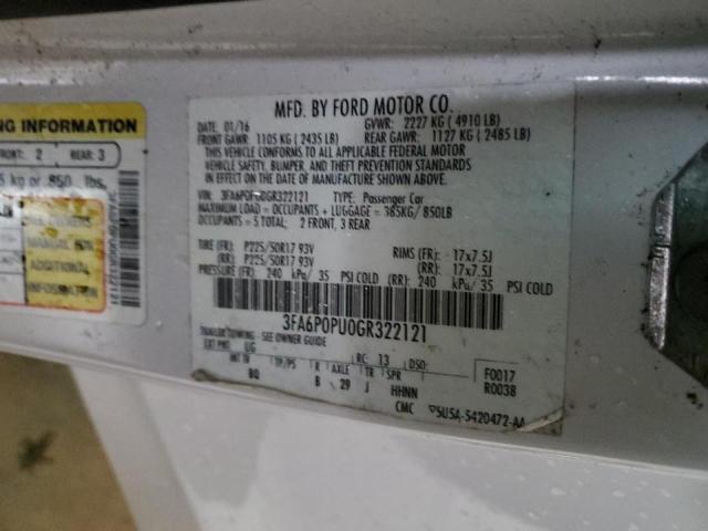 صورة رقم 10 من المزاد - 2016 FORD FUSION SE مع VIN 3FA6P0PU0GR322121