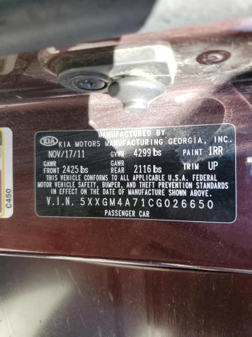 Photo 10 from auction – 2012 KIA OPTIMA LX with VIN 5XXGM4A71CG026650