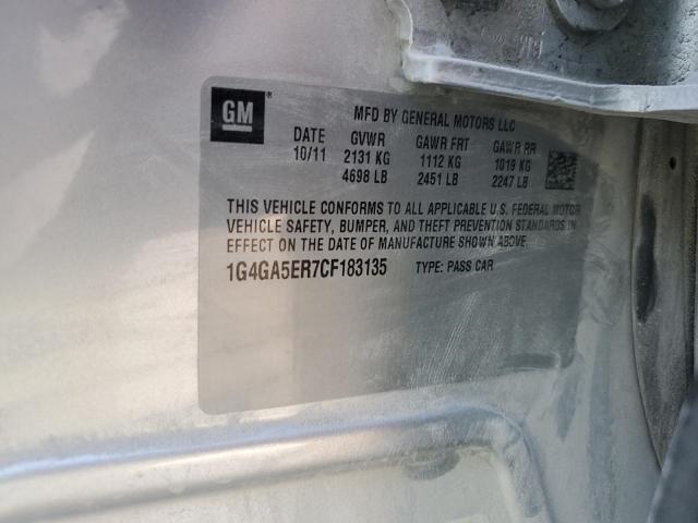 Photo 10 from auction – 2012 BUICK LACROSSE with VIN 1G4GA5ER7CF183135