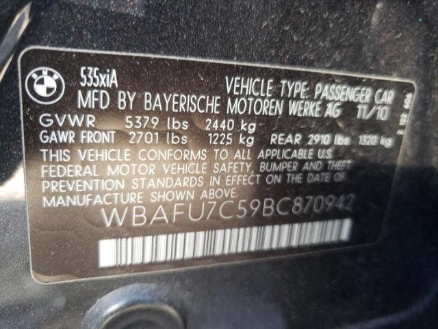 Photo 10 from auction – 2011 BMW 535 XI with VIN WBAFU7C59BC870942