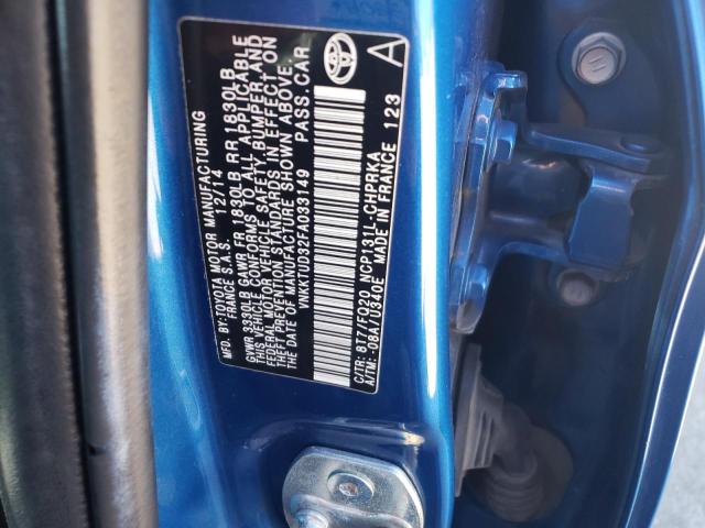 Photo 10 from auction – 2015 TOYOTA YARIS with VIN VNKKTUD32FA033149