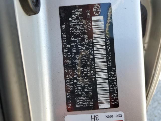 Photo 10 from auction – 2009 TOYOTA CAMRY BASE with VIN 4T1BE46K19U294455