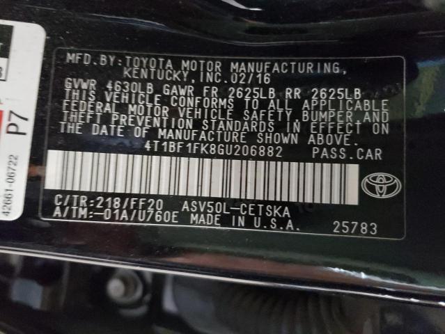Photo 10 from auction – 2016 TOYOTA CAMRY LE with VIN 4T1BF1FK8GU206882