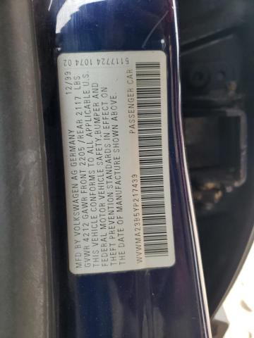 Photo 10 from auction – 2000 VOLKSWAGEN PASSAT GLS with VIN WVWMA23B5YP217439