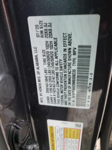 Photo 10 from auction – 2021 HONDA PILOT SE with VIN 5FNYF6H29MB006235