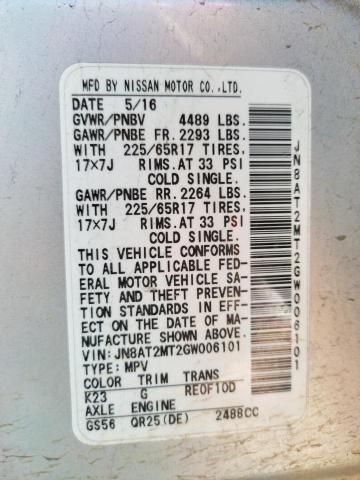 Photo 10 from auction – 2016 NISSAN ROGUE S with VIN JN8AT2MT2GW006101