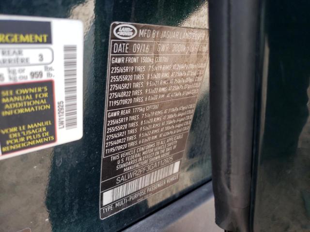 Photo 10 from auction – 2016 LAND ROVER RANGE ROVE with VIN SALWR2PF3GA112925