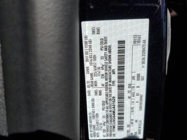 Photo 10 from auction – 2021 FORD ESCAPE SE with VIN 1FMCU9G64MUA01629