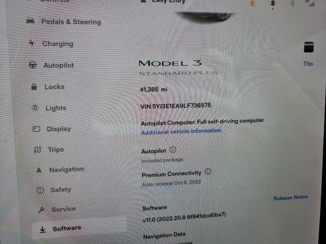 Photo 8 from auction – 2020 TESLA MODEL 3 with VIN 5YJ3E1EA9LF736575