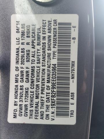Foto 10 de la subasta – 2014 HONDA CIVIC EXL con VIN 19XFB2F99EE035964