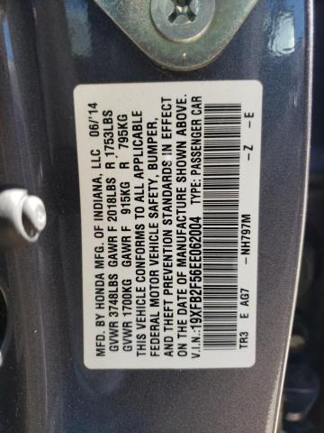 Photo 10 from auction – 2014 HONDA CIVIC LX with VIN 19XFB2F56EE062004