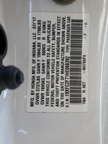Photo 10 from auction – 2017 HONDA CIVIC EX with VIN 19XFC2F71HE068392