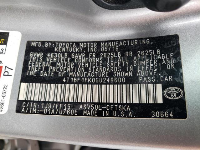 Photo 10 from auction – 2016 TOYOTA CAMRY LE with VIN 4T1BF1FK0GU249600