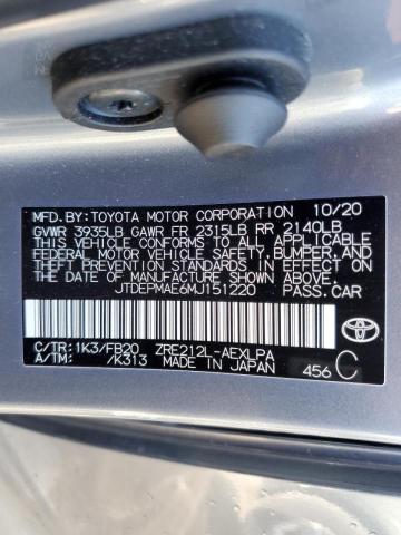 Photo 10 from auction – 2021 TOYOTA COROLLA LE with VIN JTDEPMAE6MJ151220