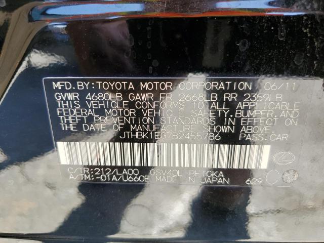 Photo 10 from auction – 2011 LEXUS ES 350 with VIN JTHBK1EG7B2455786