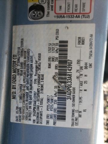 Photo 10 from auction – 2010 FORD FUSION with VIN 3FADP0L33AR143907