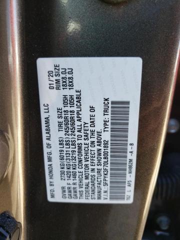 Photo 10 from auction – 2020 HONDA RIDGELINE with VIN 5FPYK3F70LB001892
