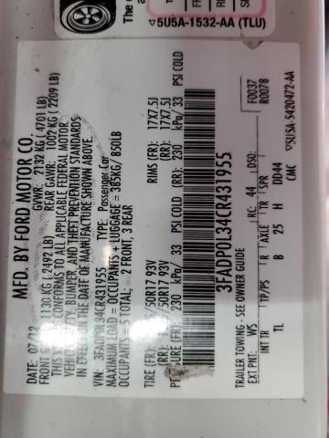 Photo 10 from auction – 2012 FORD FUSION HYB with VIN 3FADP0L34CR431955