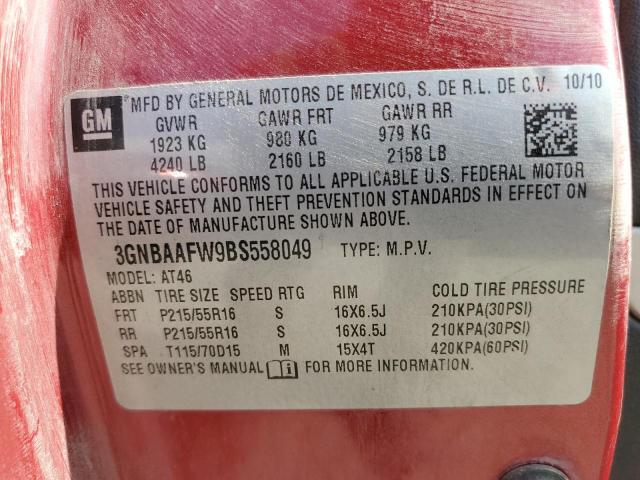 Photo 10 from auction – 2011 CHEVROLET HHR LS with VIN 3GNBAAFW9BS558049